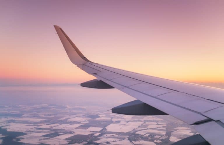 aircraft wing on the sky background. composition of aircraft. air transportation.