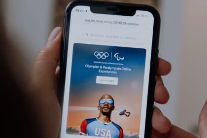 cell phone screen showing olympic broad jumper