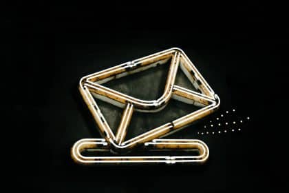 neon light in the shape of an envelope