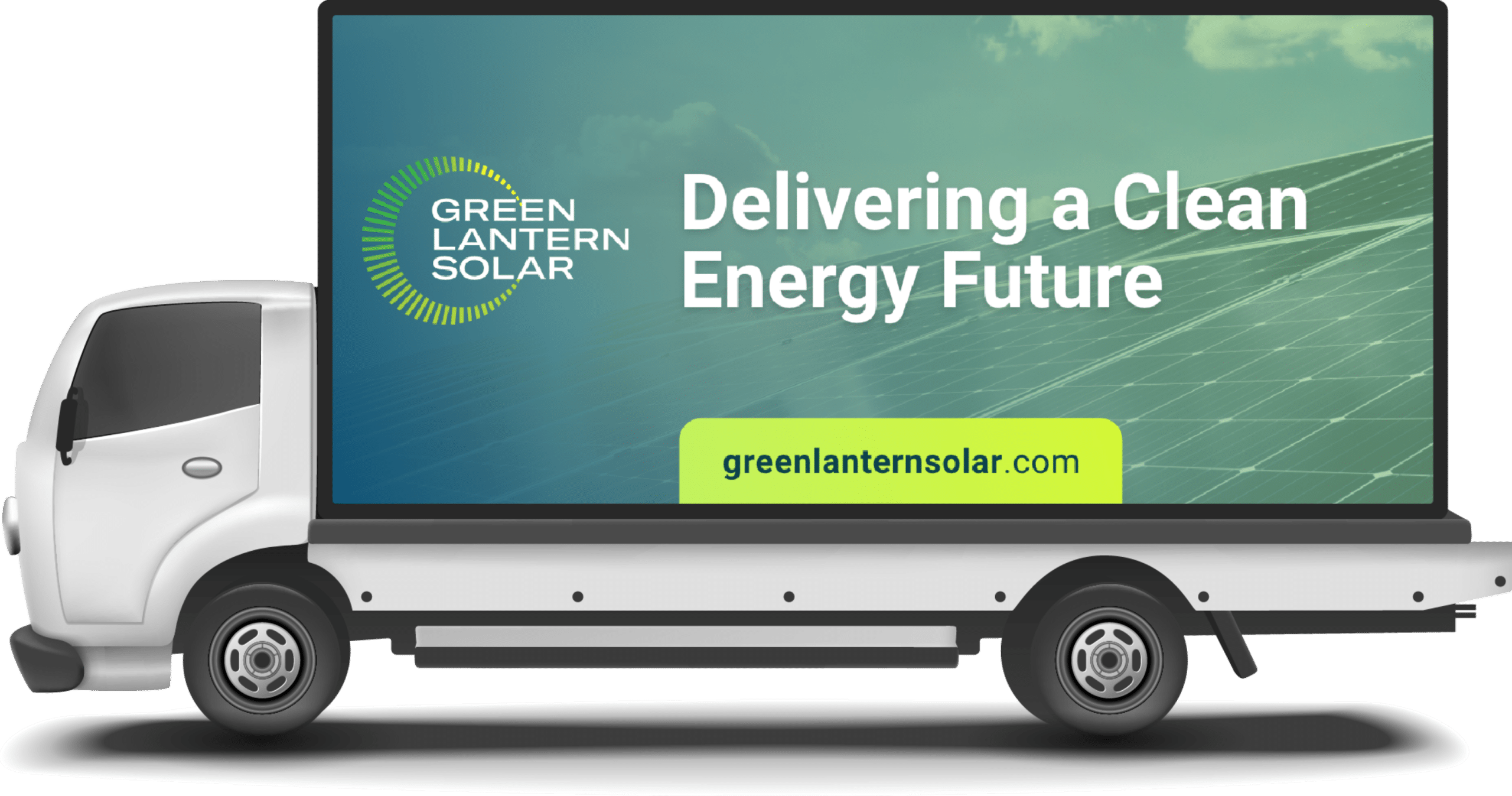 billboard advertisement showcasing the services and impact of green lantern solar (gls) in the renewable energy sector.