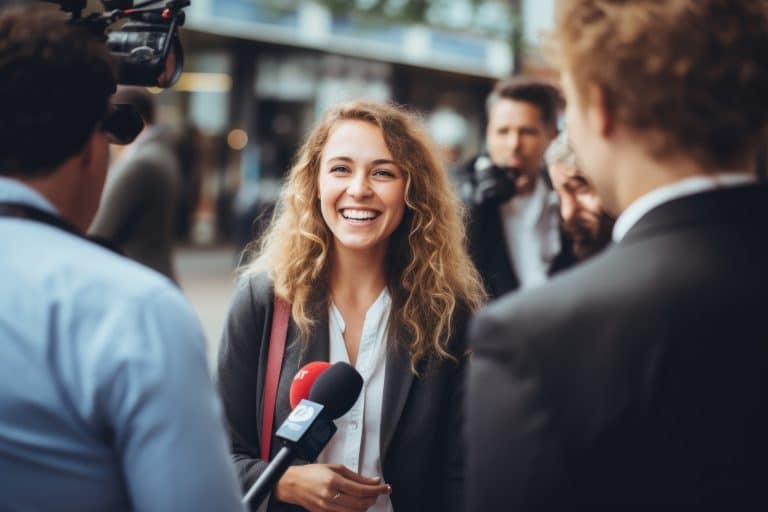 government commissioner being interviewed