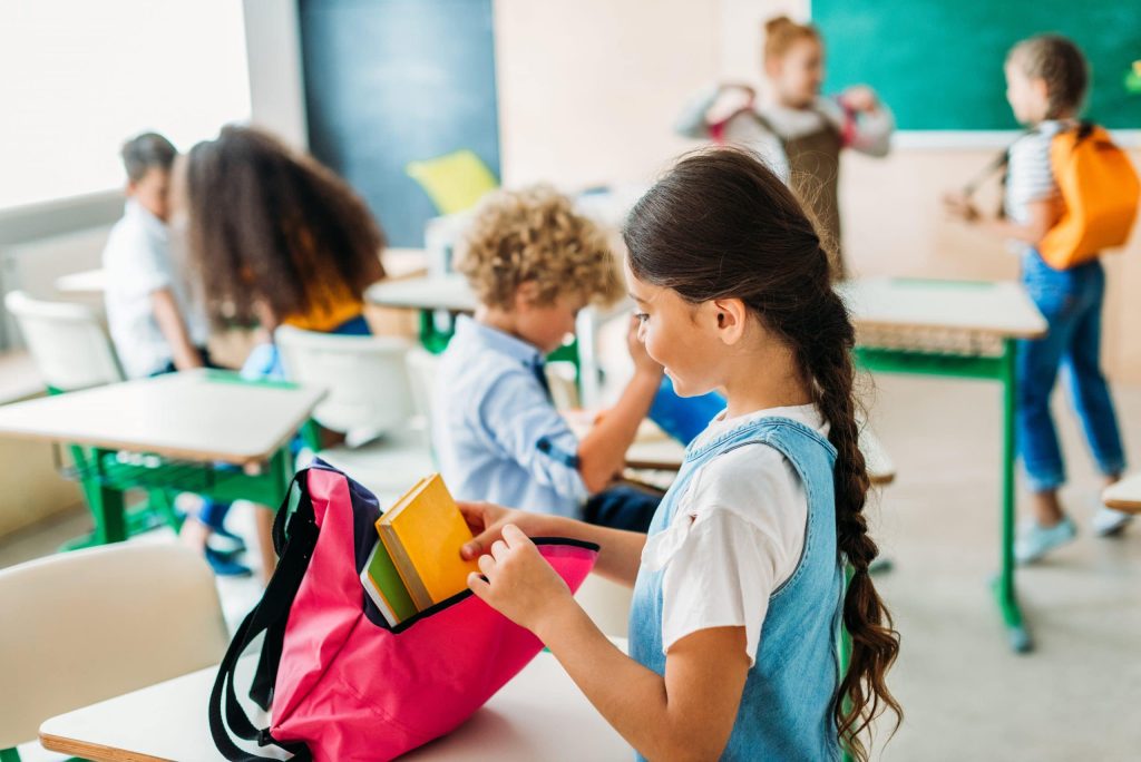 group of children preparing for class