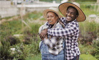 man and woman hugging