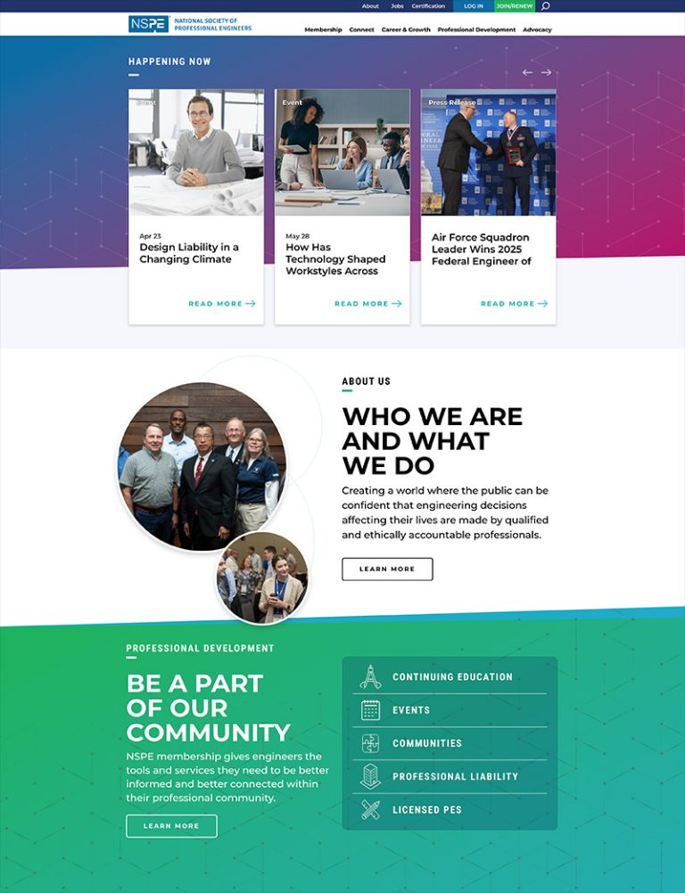 screenshot of nspe website