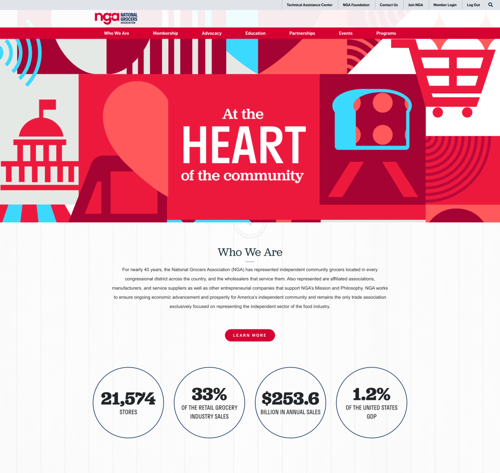 screenshot of the old nga website homepage