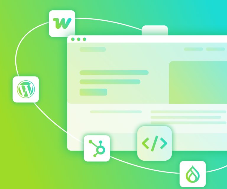 An illustration of a website surrounded by various website platforms